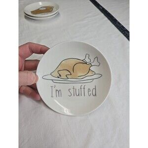 Kellie Montana 5" Stoneware Plate Thankgiving Trinket Dish I'm‎ Stuffed Turkey
